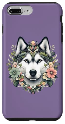 Sibirischer Husky Hund Botanische Natur Illustration Hülle für iPhone 7 Plus/8 Plus von Birdsnstuff (Anjeanette Hail)