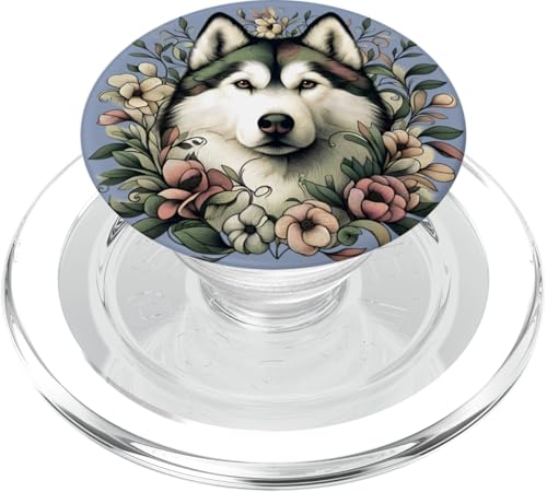 Sibirischer Husky Hund Botanische Natur Illustration PopSockets PopGrip für MagSafe von Birdsnstuff (Anjeanette Hail)