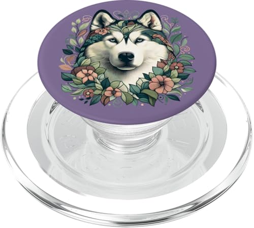 Sibirischer Husky Hund Botanische Natur Illustration PopSockets PopGrip für MagSafe von Birdsnstuff (Anjeanette Hail)