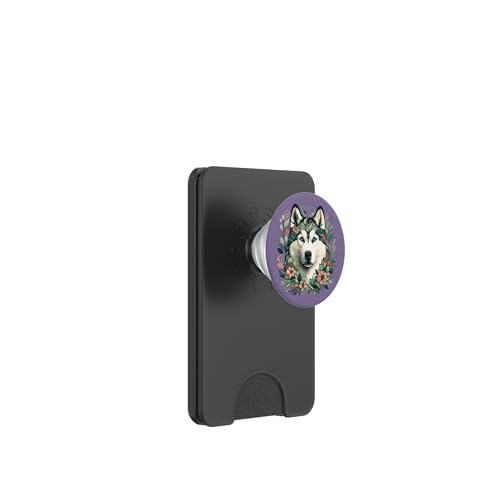 Sibirischer Husky Hund Botanische Natur Illustration PopSockets PopWallet für MagSafe von Birdsnstuff (Anjeanette Hail)