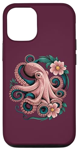 Skurriler rosa Oktopus für Meereswildtierliebhaber Hülle für iPhone 12/12 Pro von Birdsnstuff (Anjeanette Hail)