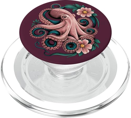 Skurriler rosa Oktopus für Meereswildtierliebhaber PopSockets PopGrip für MagSafe von Birdsnstuff (Anjeanette Hail)