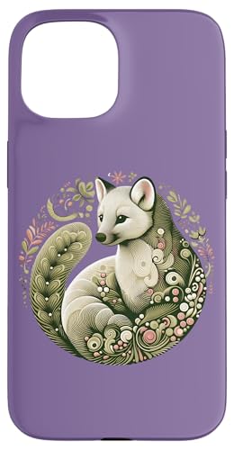Skurriles amerikanisches Marder im Blumenmuster Naturkunst Hülle für iPhone 15 von Birdsnstuff (Anjeanette Hail)