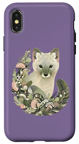 Skurriles amerikanisches Marder im Blumenmuster Naturkunst Hülle für iPhone X/XS von Birdsnstuff (Anjeanette Hail)