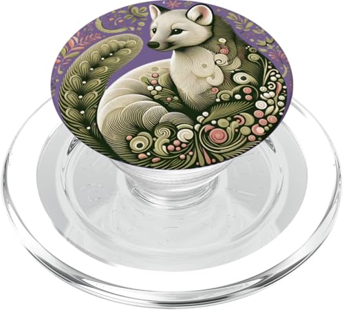 Skurriles amerikanisches Marder im Blumenmuster Naturkunst PopSockets PopGrip für MagSafe von Birdsnstuff (Anjeanette Hail)