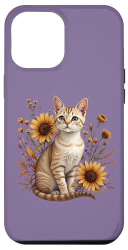 Tabby Cat mit Sonnenblumen - Rustikale Botanische Kunst Hülle für iPhone 12 Pro Max von Birdsnstuff (Anjeanette Hail)
