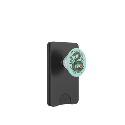 Vintage Floral Snake Illustration Botanical Reptile Art PopSockets PopWallet für MagSafe von Birdsnstuff (Anjeanette Hail)