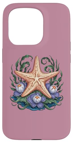 Vintage Seestern mit Blumen skurrile Küstenatmosphäre Hülle für iPhone 15 Pro von Birdsnstuff (Anjeanette Hail)