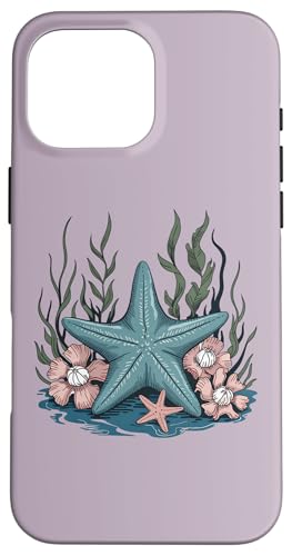 Vintage Seestern mit Blumen skurrile Küstenatmosphäre Hülle für iPhone 16 Pro Max von Birdsnstuff (Anjeanette Hail)