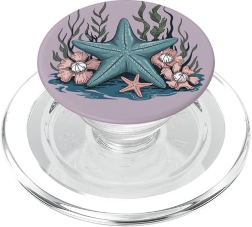 Vintage Seestern mit Blumen skurrile Küstenatmosphäre PopSockets PopGrip für MagSafe von Birdsnstuff (Anjeanette Hail)