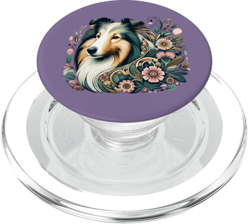 Von der Natur inspirierte Abbildung eines rauen Collie-Hundes PopSockets PopGrip für MagSafe von Birdsnstuff (Anjeanette Hail)