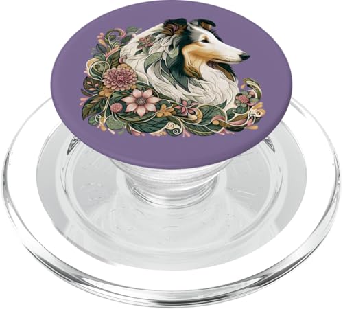 Von der Natur inspirierte Abbildung eines rauen Collie-Hundes PopSockets PopGrip für MagSafe von Birdsnstuff (Anjeanette Hail)