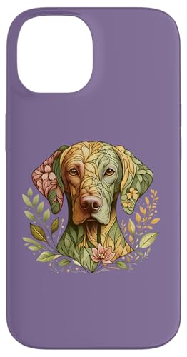 Von der Natur inspirierte Abbildung von Vizsla Dog Botanical Hülle für iPhone 14 von Birdsnstuff (Anjeanette Hail)