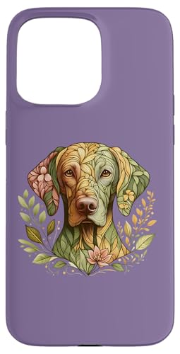 Von der Natur inspirierte Abbildung von Vizsla Dog Botanical Hülle für iPhone 15 Pro Max von Birdsnstuff (Anjeanette Hail)