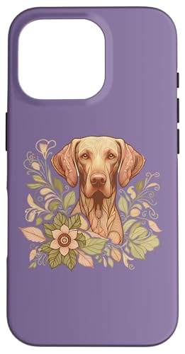 Von der Natur inspirierte Abbildung von Vizsla Dog Botanical Hülle für iPhone 16 Pro von Birdsnstuff (Anjeanette Hail)