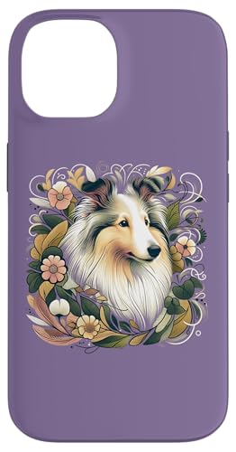 Von der botanischen Natur inspirierte Abbildung des Shetland-Schäferhundes Hülle für iPhone 14 von Birdsnstuff (Anjeanette Hail)