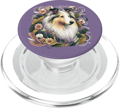 Von der botanischen Natur inspirierte Abbildung des Shetland-Schäferhundes PopSockets PopGrip für MagSafe von Birdsnstuff (Anjeanette Hail)