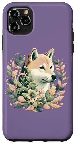 Von der botanischen Natur inspirierte Abbildung des Shiba Inu-Hundes Hülle für iPhone 11 Pro Max von Birdsnstuff (Anjeanette Hail)