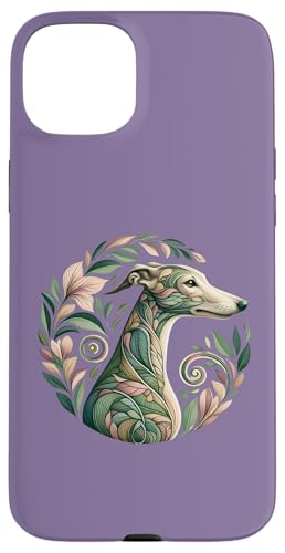 Von der botanischen Natur inspirierte Abbildung von Whippet Dog Hülle für iPhone 15 Plus von Birdsnstuff (Anjeanette Hail)