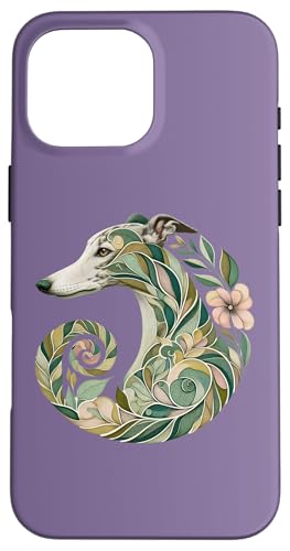 Von der botanischen Natur inspirierte Abbildung von Whippet Dog Hülle für iPhone 16 Pro Max von Birdsnstuff (Anjeanette Hail)