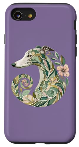 Von der botanischen Natur inspirierte Abbildung von Whippet Dog Hülle für iPhone SE (2020) / 7 / 8 von Birdsnstuff (Anjeanette Hail)