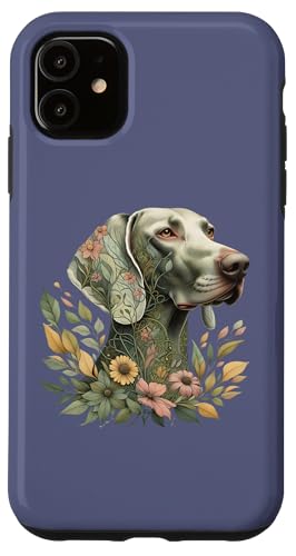 Weimaraner Hund Botanical Nature Inspired Illustration Hülle für iPhone 11 von Birdsnstuff (Anjeanette Hail)