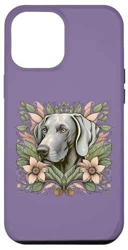 Weimaraner Hund Botanical Nature Inspired Illustration Hülle für iPhone 12 Pro Max von Birdsnstuff (Anjeanette Hail)
