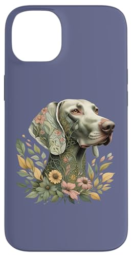 Weimaraner Hund Botanical Nature Inspired Illustration Hülle für iPhone 14 Plus von Birdsnstuff (Anjeanette Hail)