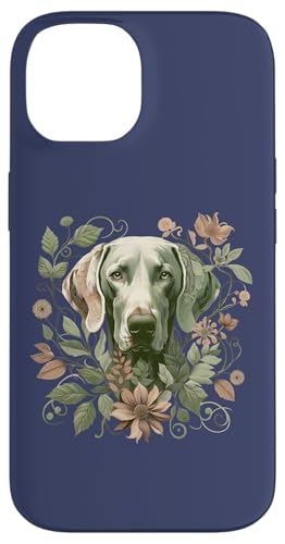 Weimaraner Hund Botanical Nature Inspired Illustration Hülle für iPhone 14 von Birdsnstuff (Anjeanette Hail)