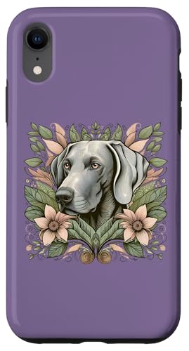 Weimaraner Hund Botanical Nature Inspired Illustration Hülle für iPhone XR von Birdsnstuff (Anjeanette Hail)