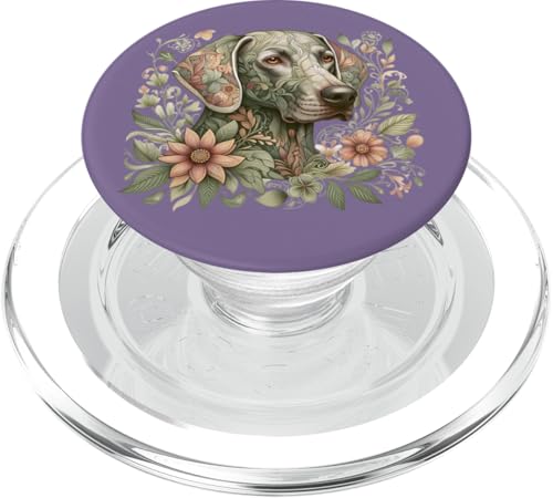 Weimaraner Hund Botanical Nature Inspired Illustration PopSockets PopGrip für MagSafe von Birdsnstuff (Anjeanette Hail)
