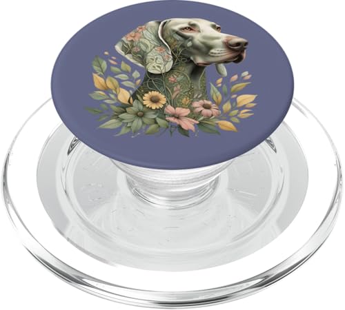Weimaraner Hund Botanical Nature Inspired Illustration PopSockets PopGrip für MagSafe von Birdsnstuff (Anjeanette Hail)