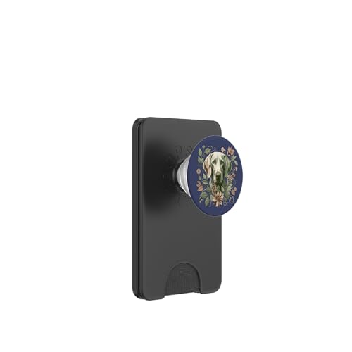Weimaraner Hund Botanical Nature Inspired Illustration PopSockets PopWallet für MagSafe von Birdsnstuff (Anjeanette Hail)