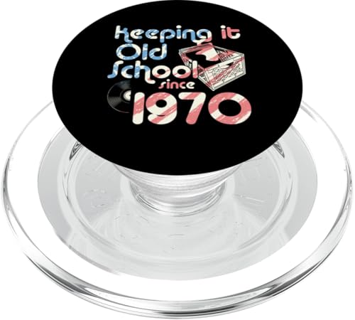 Keeping It Old School Since 1970 Year Box Of Vinyl Records PopSockets PopGrip für MagSafe von Birthday Party For American Vinyl Record Collector