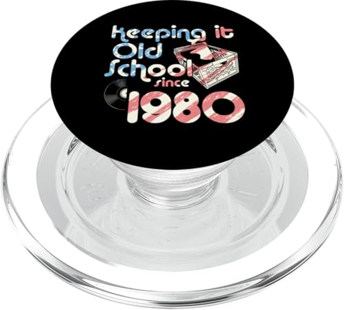 Keeping It Old School Since 1980 Year Box of Vinyl Records PopSockets PopGrip für MagSafe von Birthday Party For American Vinyl Record Collector