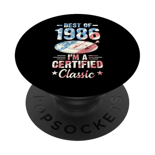 Schallplatte Geburtstag Best Of 1986 I'm A Certified Classic PopSockets Klebender PopGrip von Birthday Party For American Vinyl Record Collector