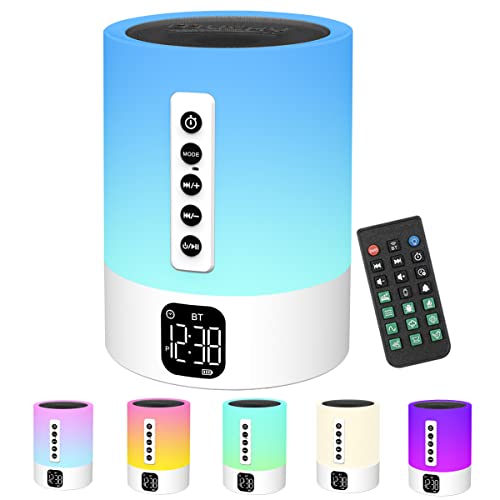 Bluetooth Lautsprecher mit Licht, White Noise Machine, Lichtwecker, Nachttischlampe Touch Dimmbar mit Wecker, Geschenke für Mädchen Junge Kinder Teenager Frauen, Geschenkideen, Coole Sachen von Biseoamz