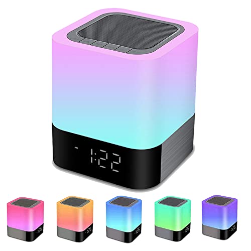 Bluetooth Lautsprecher mit Licht Nachttischlampe Touch Dimmbar Wecker RGB Farbwechsel LED Tragbarer Bluetooth Lautsprecher Tischlampe Geschenke für Mädchen Kinder Teenager Jungen Geschenk für Frauen von Biseoamz