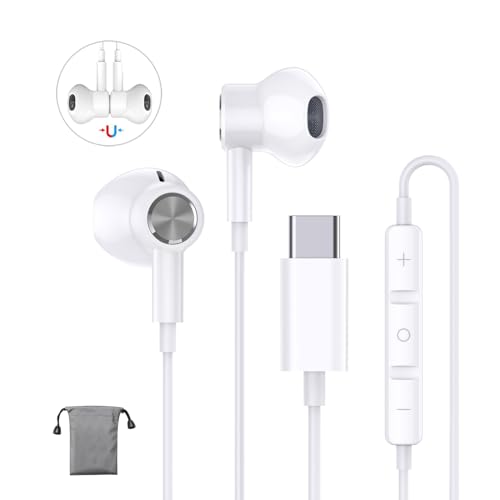 USB C Kopfhörer, Magnetic Typ C Kopfhörer mit Kabel, In Ear Kopfhörer für iPhone 15 Serie, Huawei P50 P40 P30 Pro, Samsung Galaxy A54 A53 S23 S22 S21 S20 Fe, Google Pixel 8 7 6 5 XL, für iPad Pro 2022 von Biseoamz