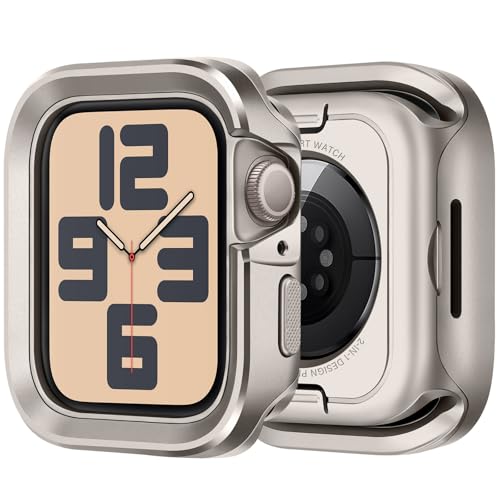 Bisikor 2 in 1 Metall Hülle Kompatibel mit Apple Watch Series 6/5/4/SE 44mm Hülle, Robuster Schutzhülle mit Stoßdämpfendem Silikon Hülle für iWatch 44mm (Titan) von Bisikor