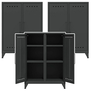 AKTION: 3 BISLEY Sideboards Fern Middle, FERMID634P3 anthrazitgrau 80,0 x 40,0 x 110,0 cm von Bisley