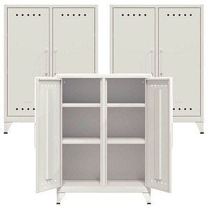 AKTION: 3 BISLEY Sideboards Fern Middle, FERMID696P3 verkehrsweiß 80,0 x 40,0 x 110,0 cm von Bisley