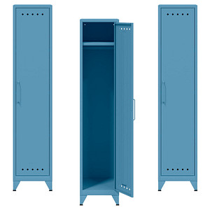 AKTION: 3 BISLEY Stahlschränke Fern Locker FERLOC3S605P3 blau 38,0 x 51,0 x 180,0 cm, aufgebaut von Bisley