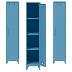 AKTION: 3 BISLEY Stahlschränke Fern Locker FERLOC605P3 blau 38,0 x 51,0 x 180,0 cm, aufgebaut von Bisley