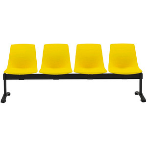 BISLEY 4-Sitzer Traversenbank BLOOM gelb schwarz Kunststoff von Bisley