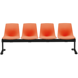 BISLEY 4-Sitzer Traversenbank BLOOM orange schwarz Kunststoff von Bisley