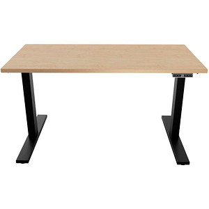 BISLEY E-WonderTech elektrisch höhenverstellbarer Schreibtisch ahorn rechteckig, T-Fuß-Gestell schwarz 120,0 x 60,0 cm von Bisley