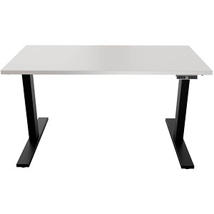 BISLEY E-WonderTech elektrisch höhenverstellbarer Schreibtisch lichtgrau rechteckig, T-Fuß-Gestell schwarz 160,0 x 80,0 cm von Bisley