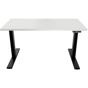 BISLEY E-WonderTech elektrisch höhenverstellbarer Schreibtisch weiß rechteckig, T-Fuß-Gestell schwarz 140,0 x 60,0 cm von Bisley