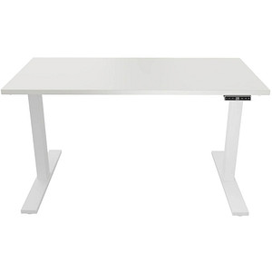 BISLEY E-WonderTech elektrisch höhenverstellbarer Schreibtisch weiß rechteckig, T-Fuß-Gestell weiß 140,0 x 80,0 cm von Bisley